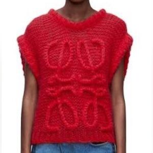 Loewe Red Knit Sleeveless Sweater